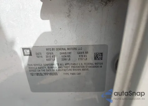 2015 Chevrolet Malibu Ls from USA, damaged, VIN 1G11B5SL7FF188355